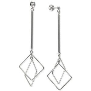 Giani Bernini Square Wire Linear Drop Earrings Sterling Silver New